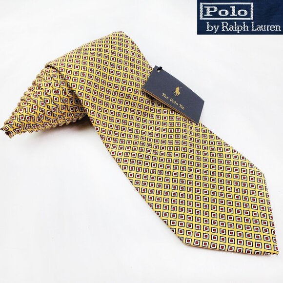 Polo Ralph Lauren Vintage Neck Tie Silk Italy Geometric Men's 56" NWT - Picture 1 of 11